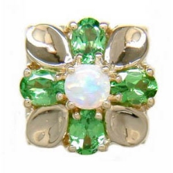 B3334 14K OPAL CENTER WITH B TSAVORITE PEAR SHAPE SLIDE 